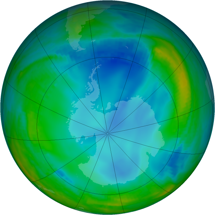 Antarctic ozone map for 11 July 2000